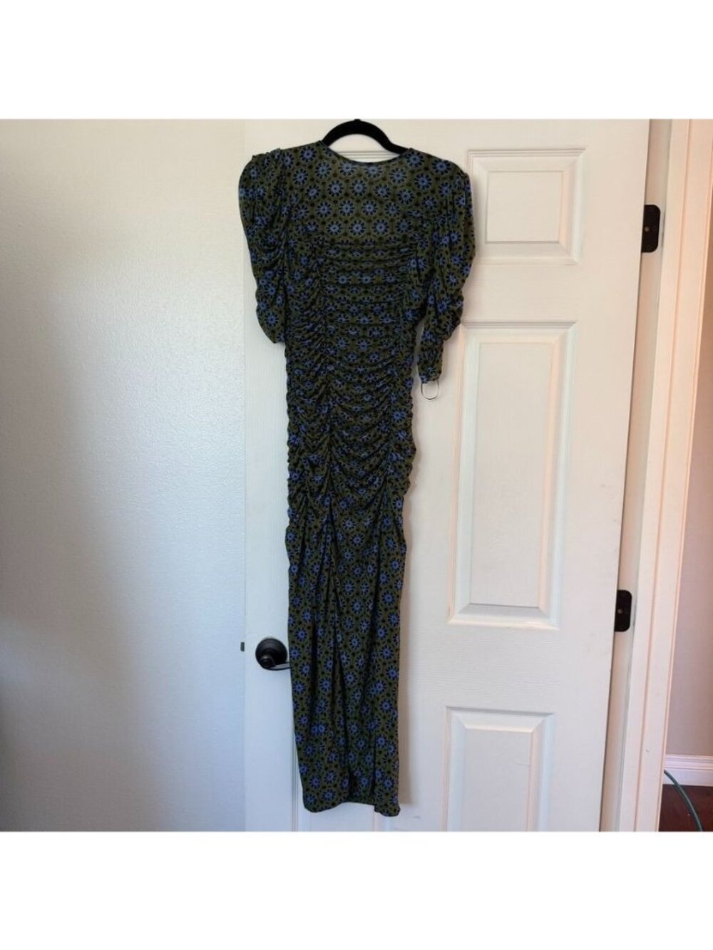 Free People Printed Ruched Slit Midi Dress Size Small NWT
